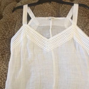 White gauze top with trim